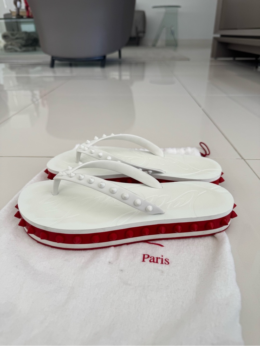 Christian Louboutin Rubber Flip Flops - Picture 2 of 5